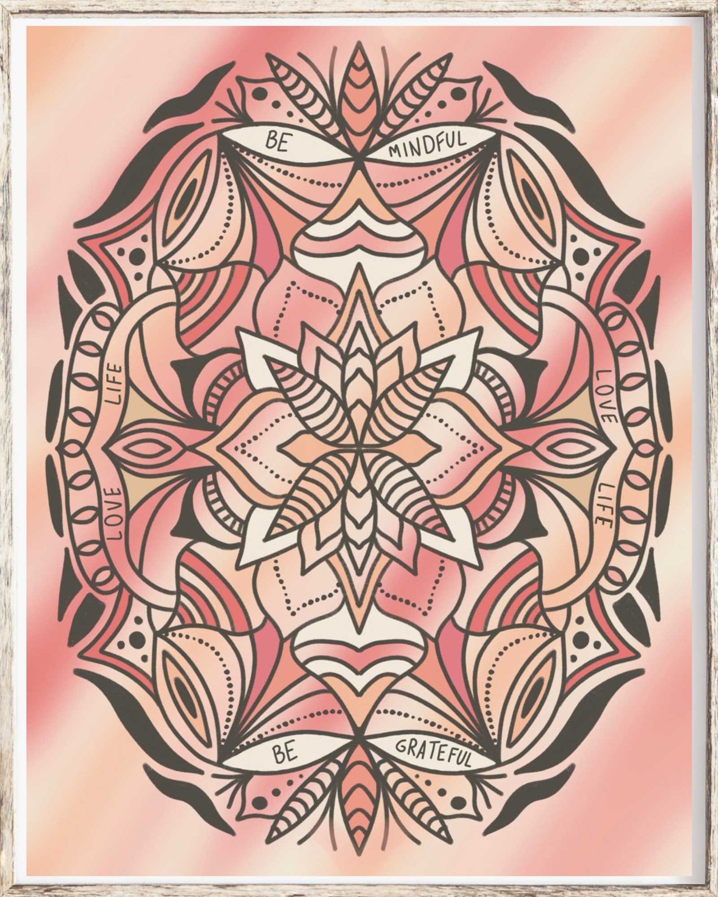 Be Mindful, Be Grateful Mandala Art Print