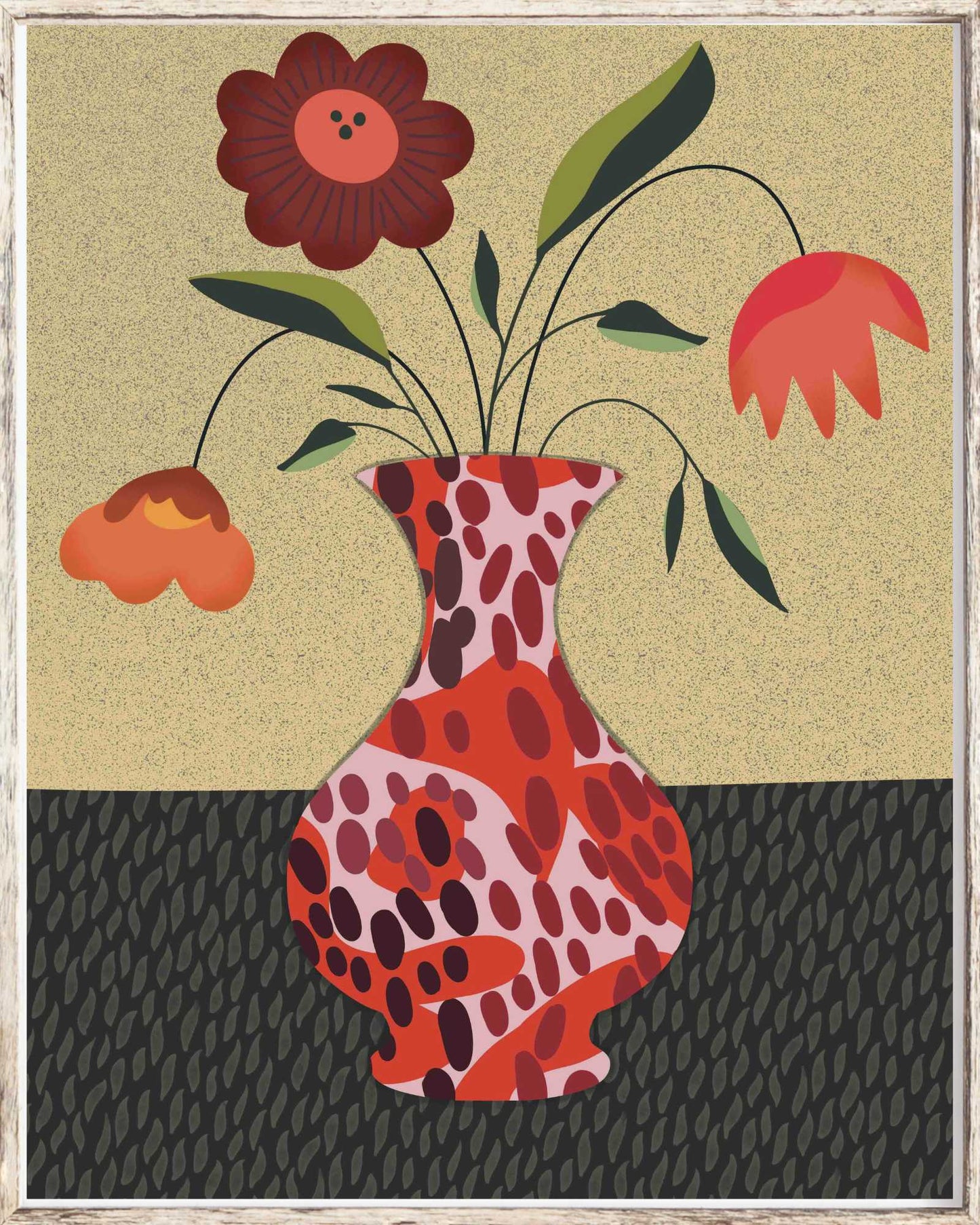 Bold Floral Vase Art Print - Red Bloom