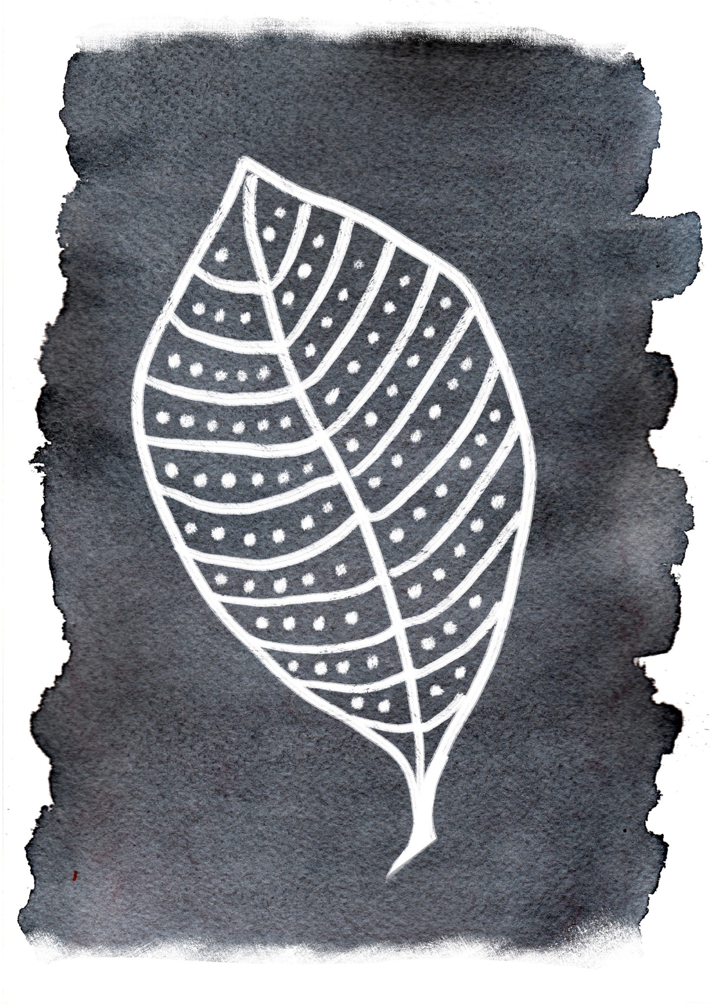 Watercolor Black and White Leaf