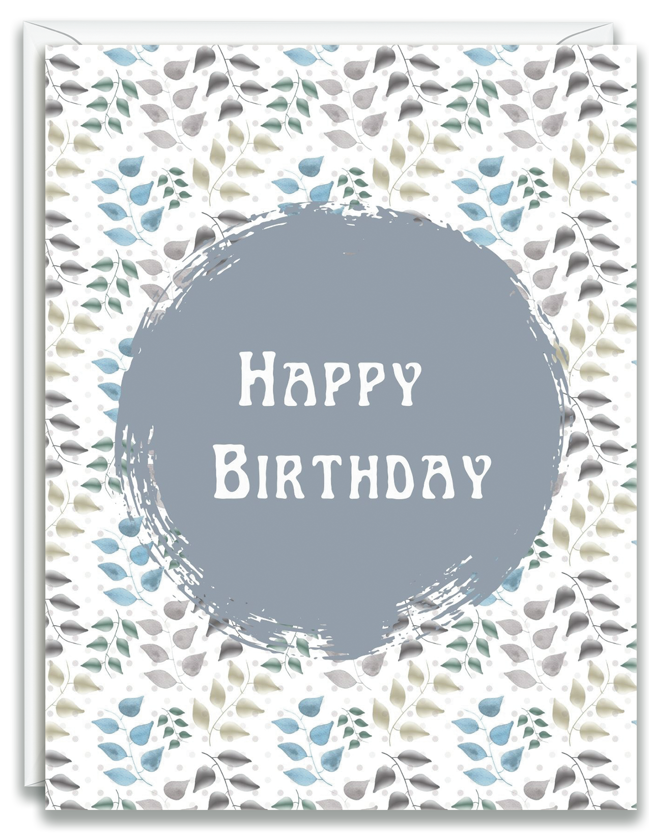 Greeting Card Happy Birthday Watercolor Leaves