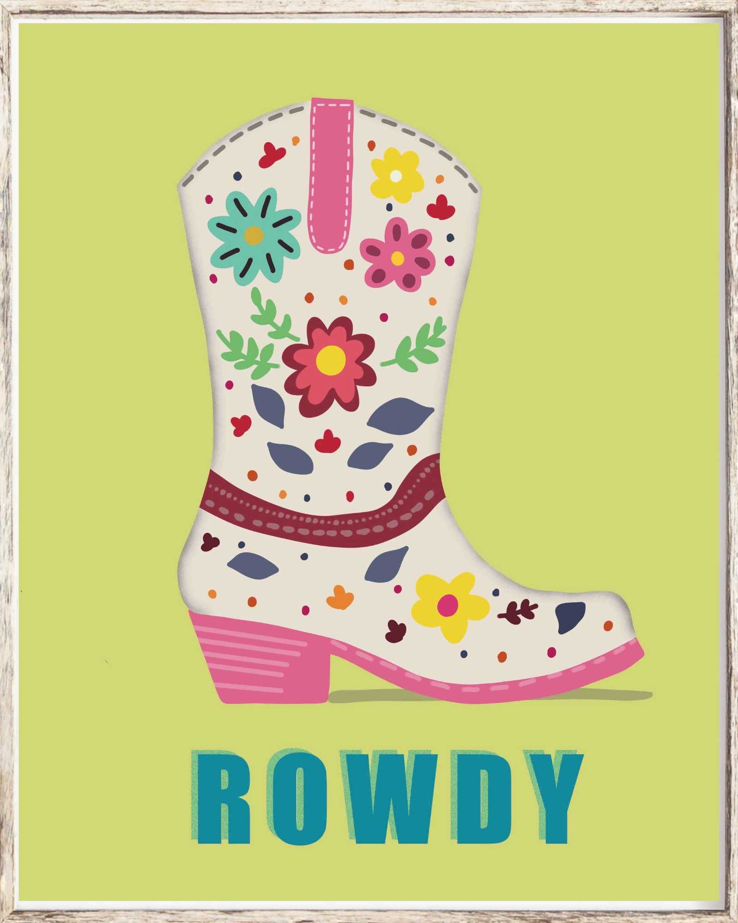 Rowdy Floral Cowboy Boot Art Print