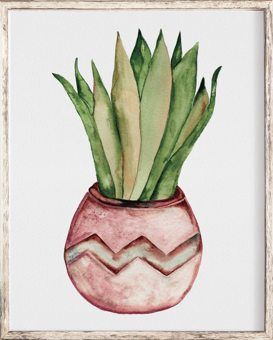 Watercolor Vase Brown and Green