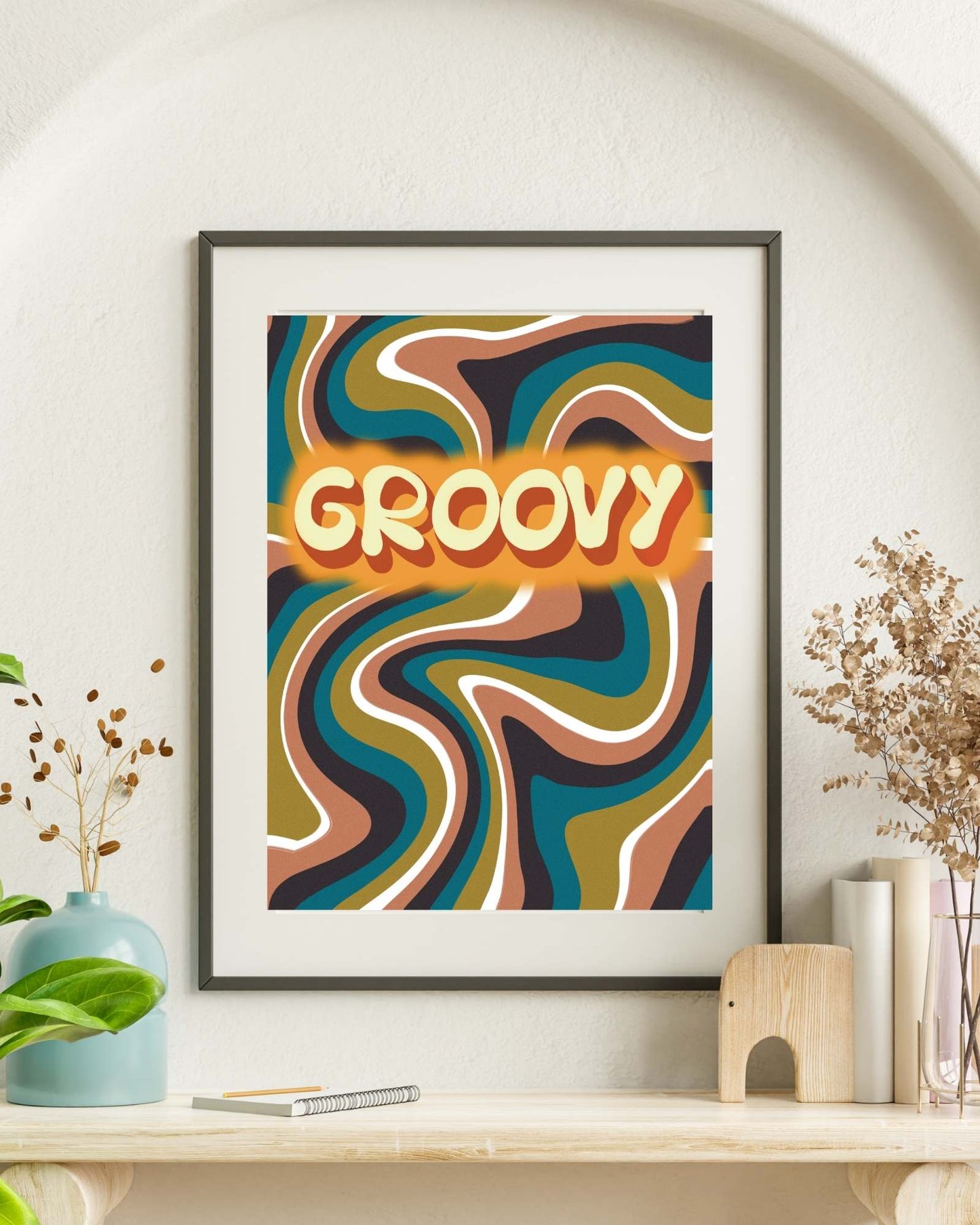 Retro Rhythms Vintage-Inspired Abstract Art Print