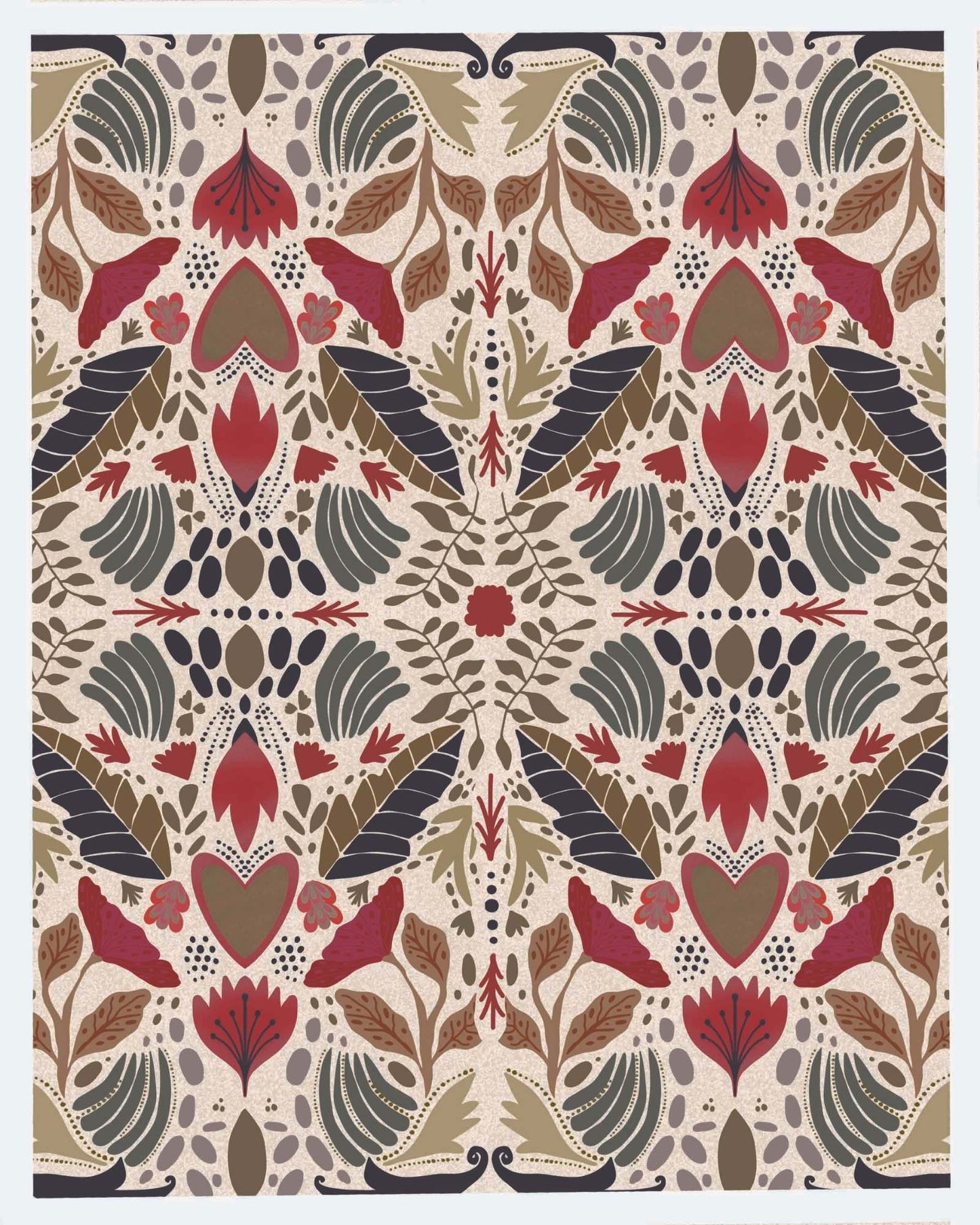 Nature's Tapestry Folk Art Pattern Print