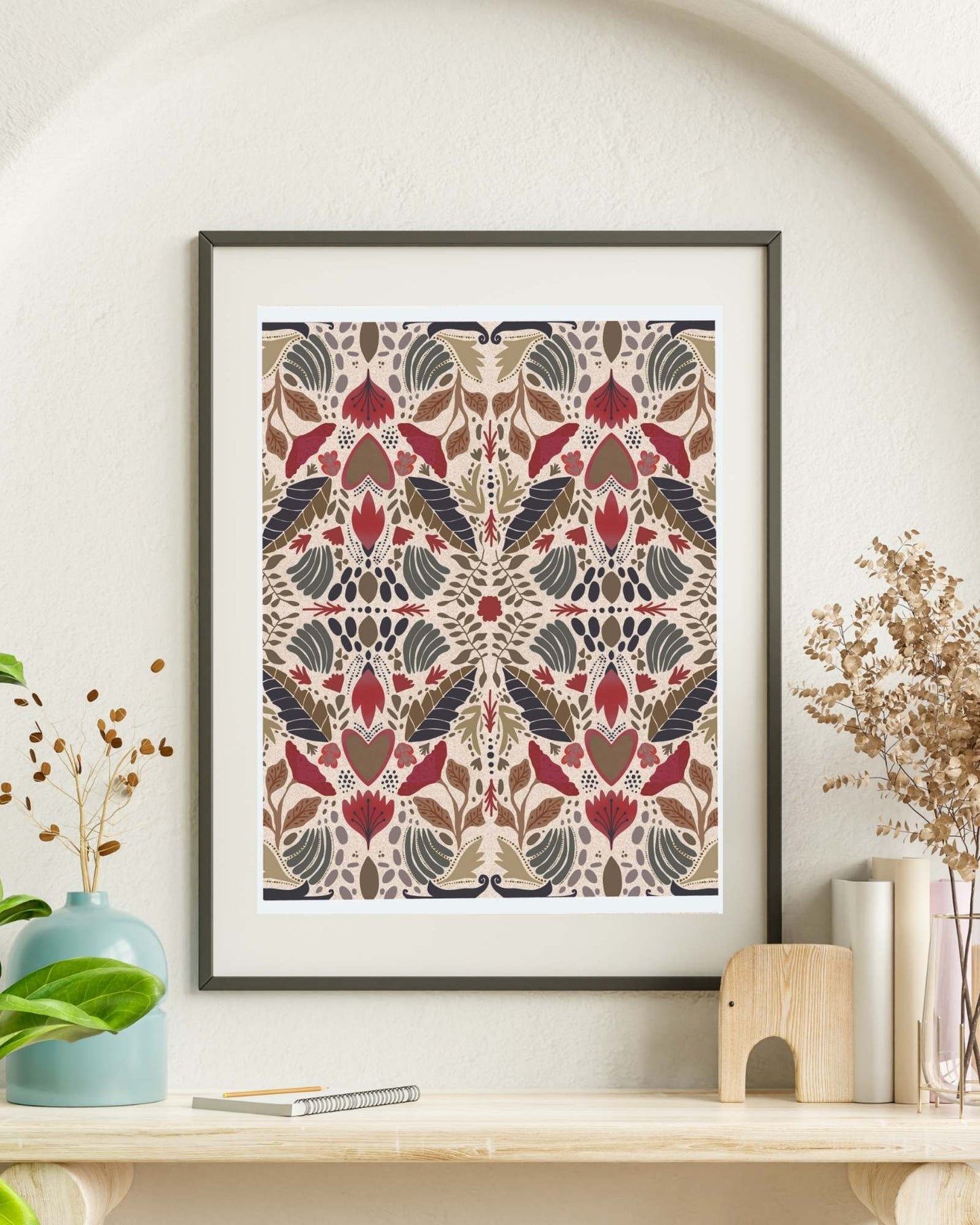 Nature's Tapestry Folk Art Pattern Print