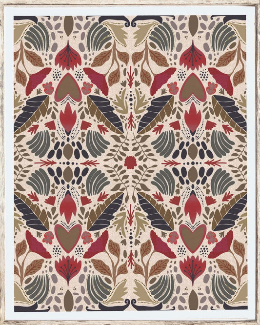 Nature's Tapestry Folk Art Pattern Print