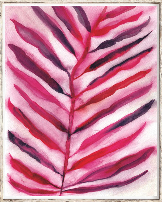 Crimson Fronds - Watercolor Fern Print