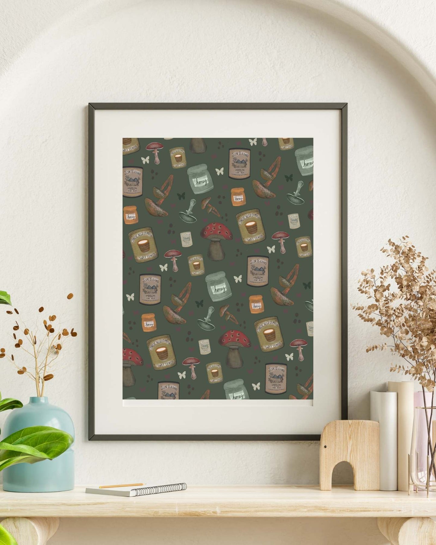 Vintage Foraging - Rustic Mushroom and Pantry Art Print