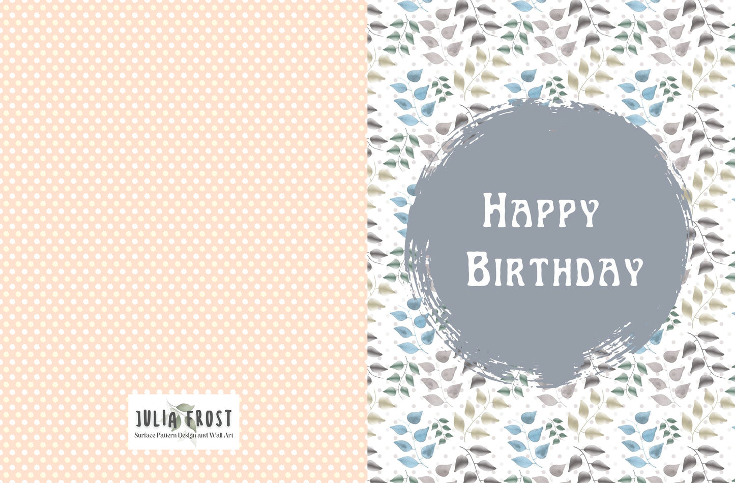 Greeting Card Happy Birthday Watercolor Leaves