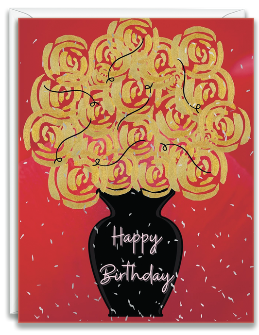 Greeting Card Happy Birthday Vase