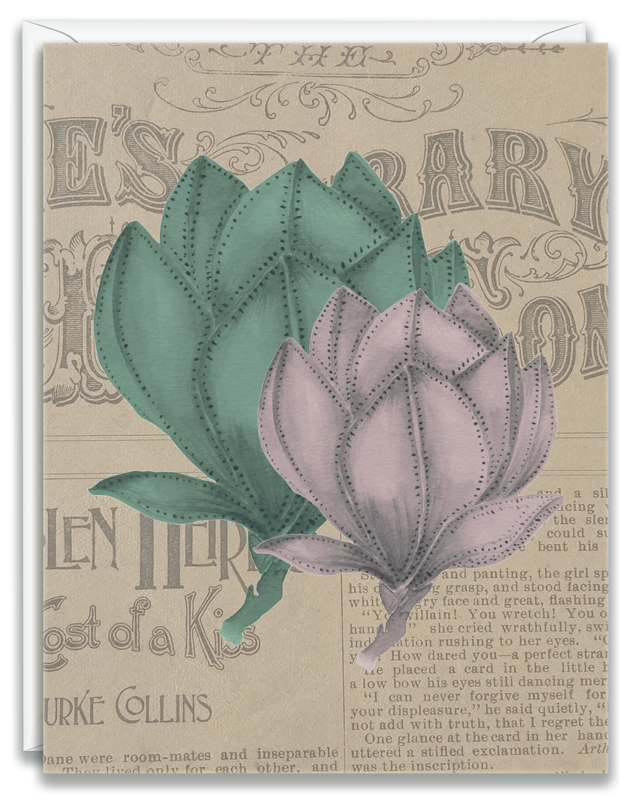 Greeting Card Newspaper Flower