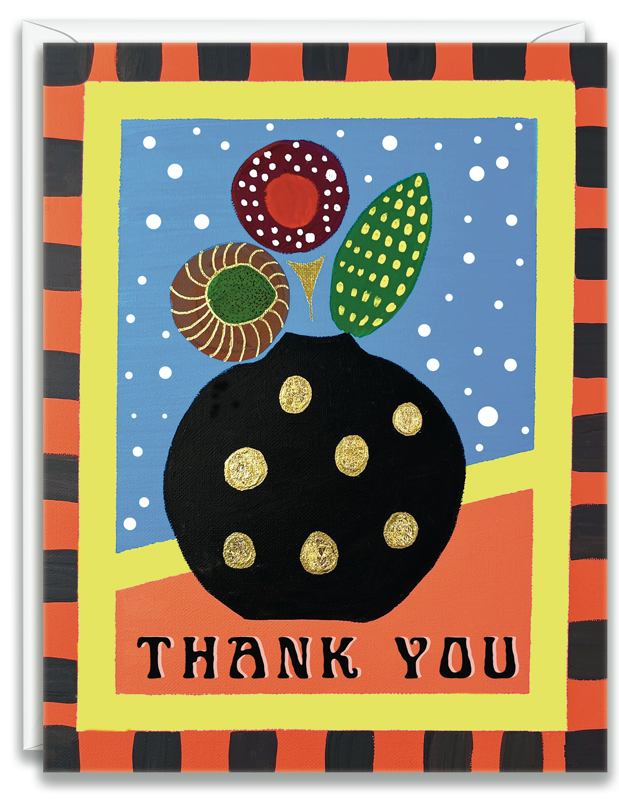 Greeting Card Thank you Gouache Vase