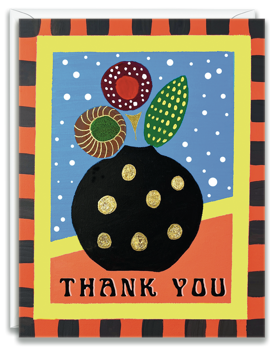 Greeting Card Thank you Gouache Vase