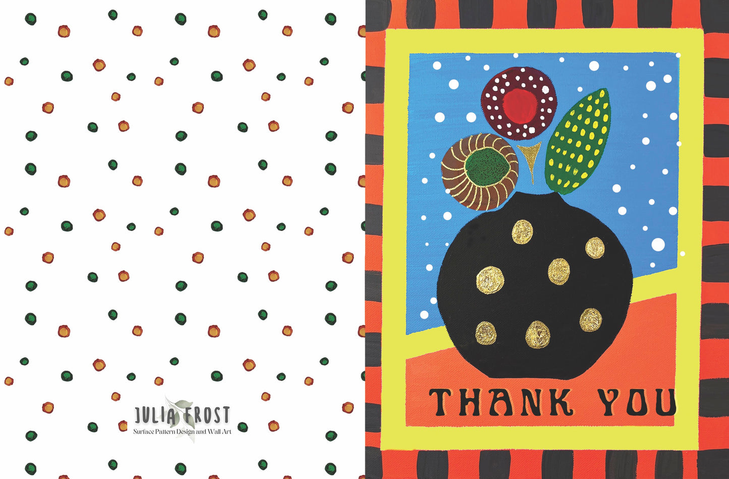 Greeting Card Thank you Gouache Vase