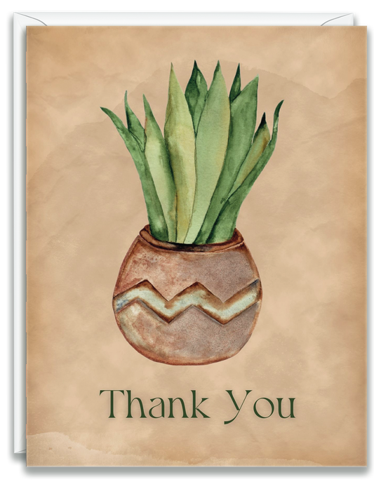 Greeting Card Thank you Watercolor Vase