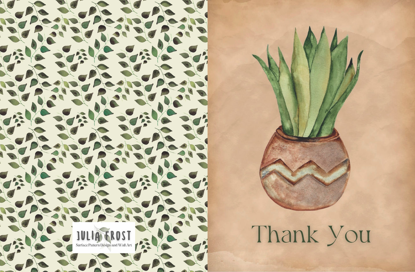 Greeting Card Thank you Watercolor Vase