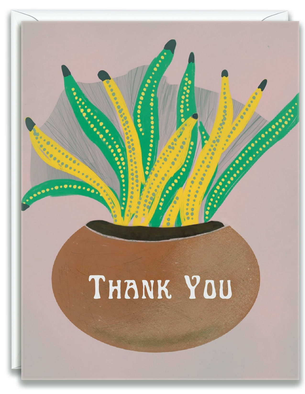 Greeting Card Thank you Vase Yellow and Green