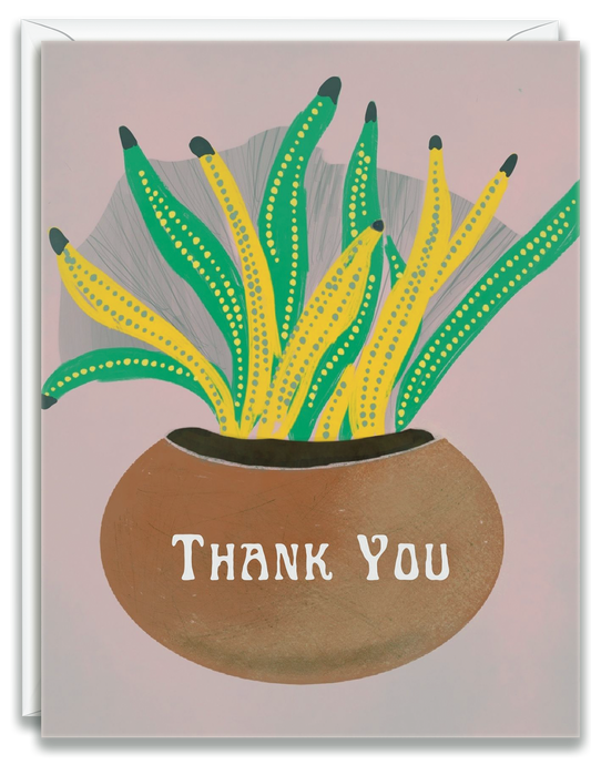 Greeting Card Thank you Vase Yellow and Green