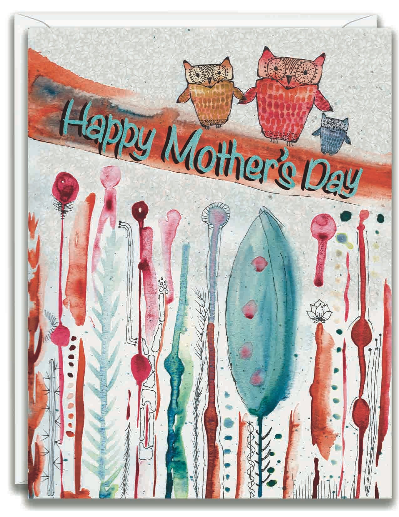 Greeting Card Mother's Day Owl Family